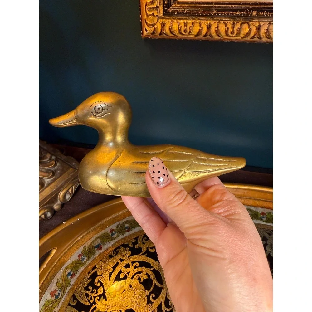 Vintage Solid Brass Duck Figurine | 6